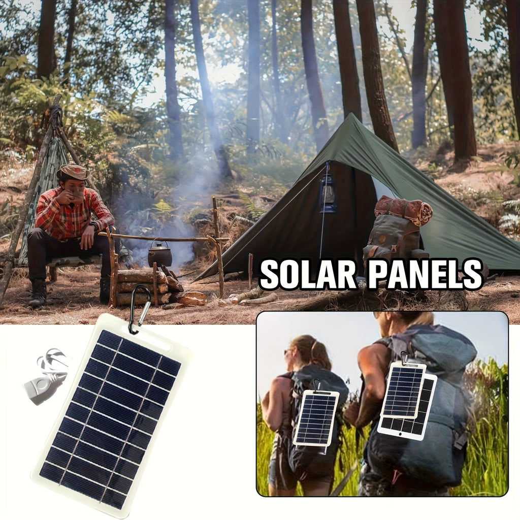 Portable Outdoor Solar USB Charger, Suitable for Travel And Camping, Equipped with Mobile Solar Panel, Can Charge Mobile Phones, Flashlights And Fans, Convenient for Pet Travel., Emergency Charging, Camping Gear, Lightweight Charger, Compact Design,