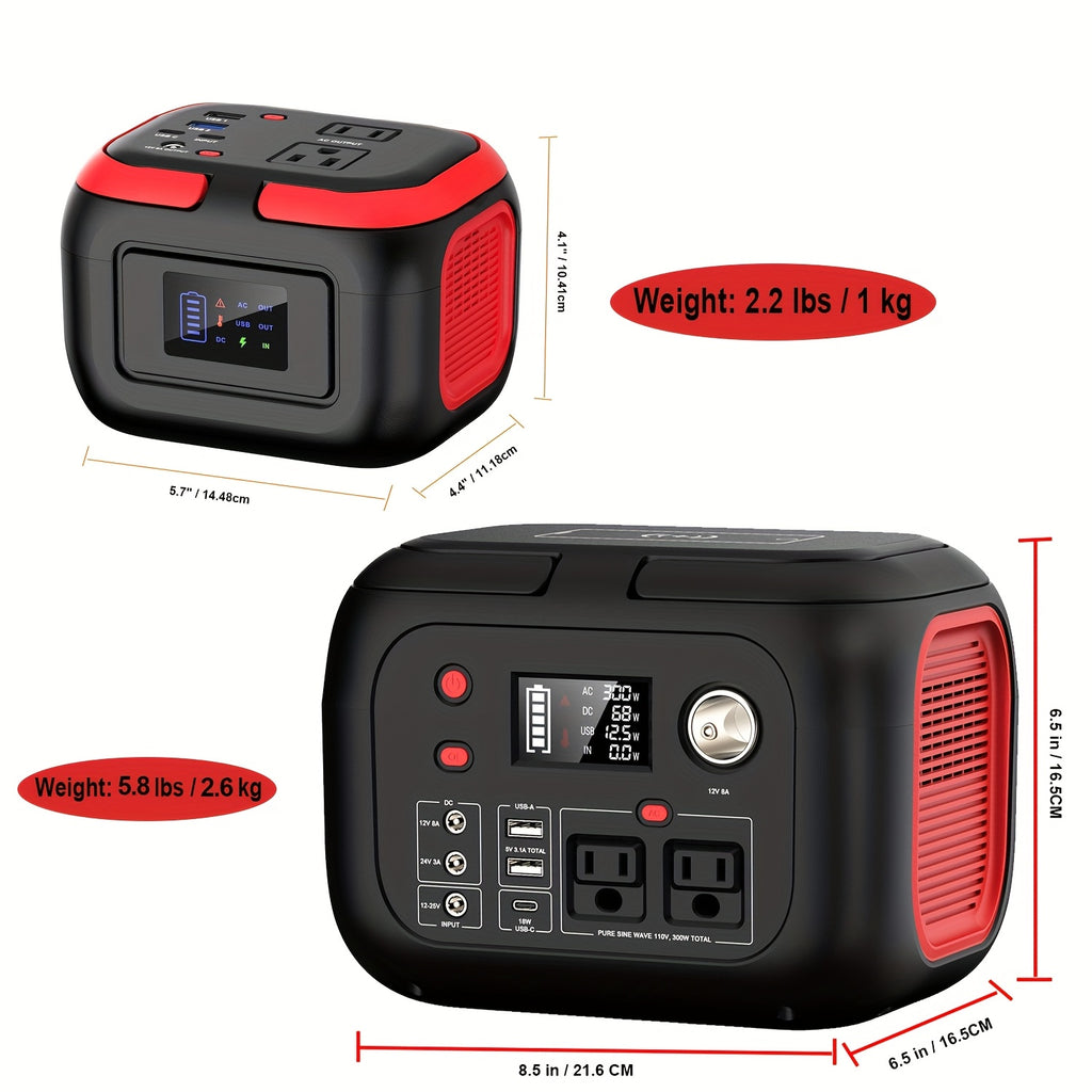 120W/300W Portable Power Station 97.68Wh/228Wh with AC Outlet, USB-A/USB-C, Dual Solar Panels (40W/60W), Compact Design Portable Power Generators for Outdoor Camping, RV, Home Use & Emergency Backup - Lithium Battery, Mute AC Outlet, High Quality Charger