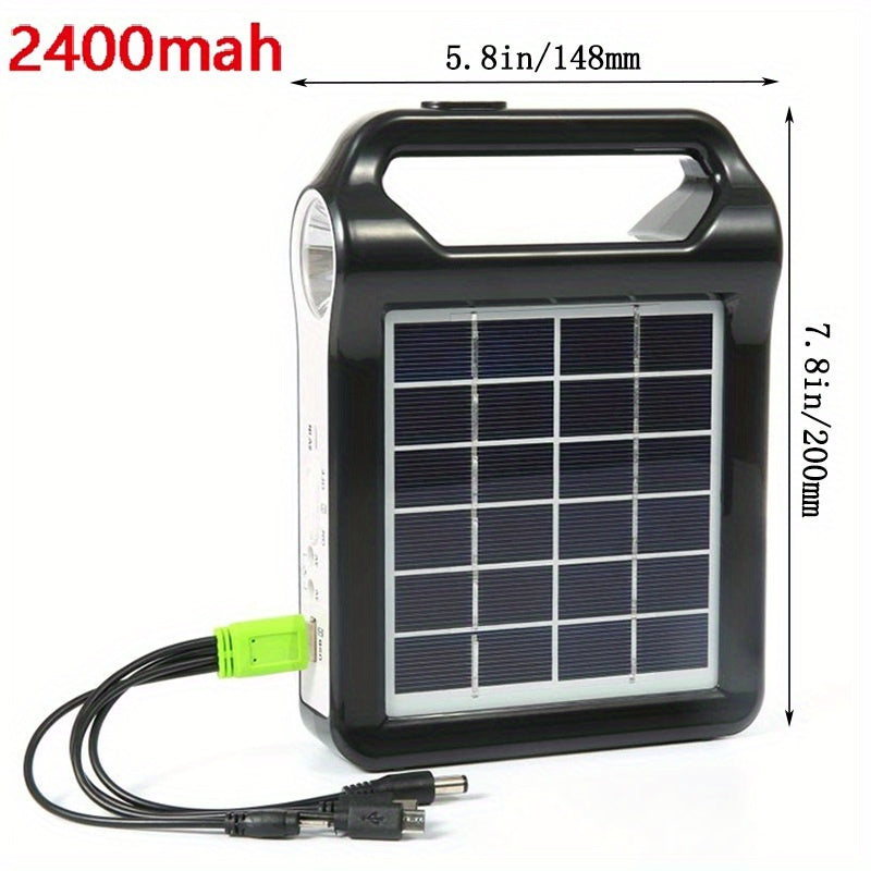 2pcs Portable 6V, Solar Panel Energy Storage And Power Generation System, USB Charger with LED Lighting, Home Solar System Kit for Fast Outdoor Lighting, Mobile Phone Charger