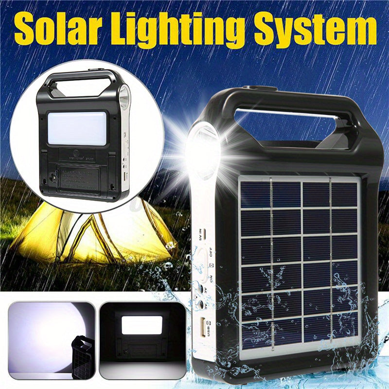 2pcs Portable 6V, Solar Panel Energy Storage And Power Generation System, USB Charger with LED Lighting, Home Solar System Kit for Fast Outdoor Lighting, Mobile Phone Charger
