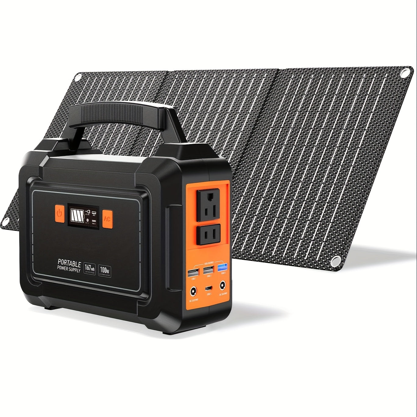 Portable Power Station 200W/300W Peak Camping Solar Generator 296/222//167/155Wh Power Bank with 30/40/60W Solar Panel with AC Outlet 110V with Multi-Output LED Flashlights for CPAP Home Camping Hurricane Emergency Christmas Gift