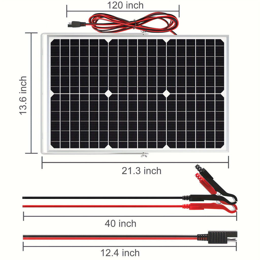 Solar Car 30W 12V Battery Charger Portable Solar Battery Charger And Maintainer Power Bank Solar Panel for Campers Boats, Portable Solar Charger, Solar Charger Power Bank for Everything, Solar Phone Chargers Fast Charge, Solar Panel Portable, Solar USB