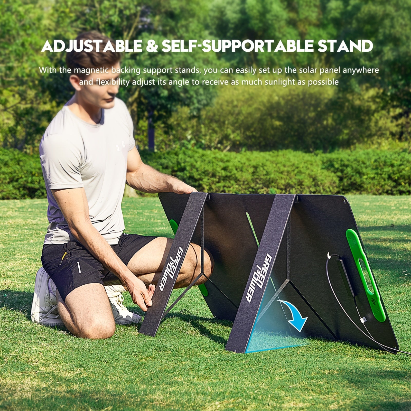 60W Portable Solar Panel with USB-C & USB-A Fast Charging, Foldable Solar Charger with Sturdy Stand - Lightweight & Compact for Camping, RV, Off-Grid Power, Compatible with Phones, Tablets, Laptops, Power Banks - Safe & Reliable Solar Power Supply, Solar
