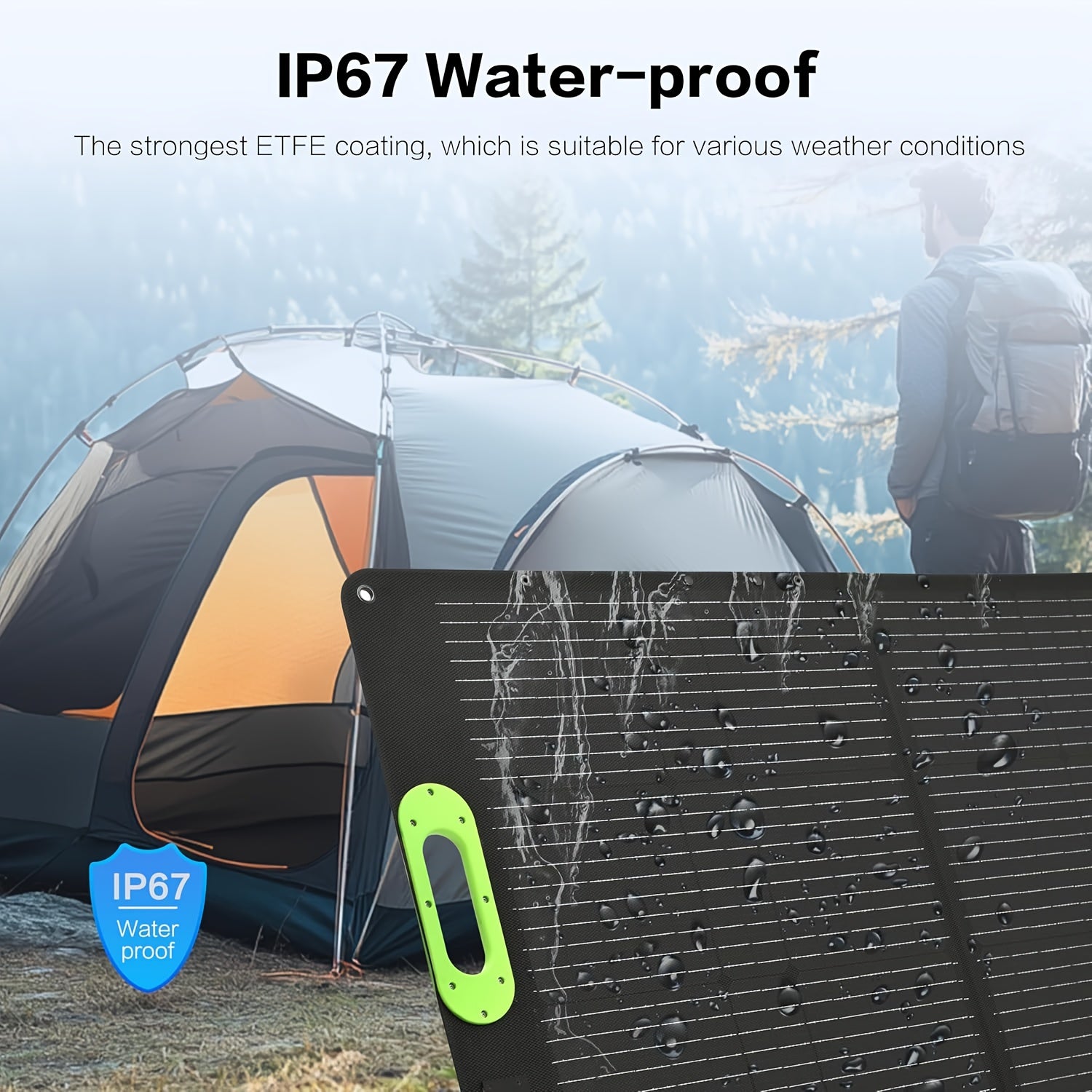 100W Portable Foldable Solar Panel with Fast Charging, High-Efficiency Monocrystalline Solar Cells, USB/DC/AC Outlets, Lightweight & Sturdy Frame for Camping, RV, Off-Grid Power, Outdoor Solar Generator System, Ideal for Hiking, Boondocking, and Emergency