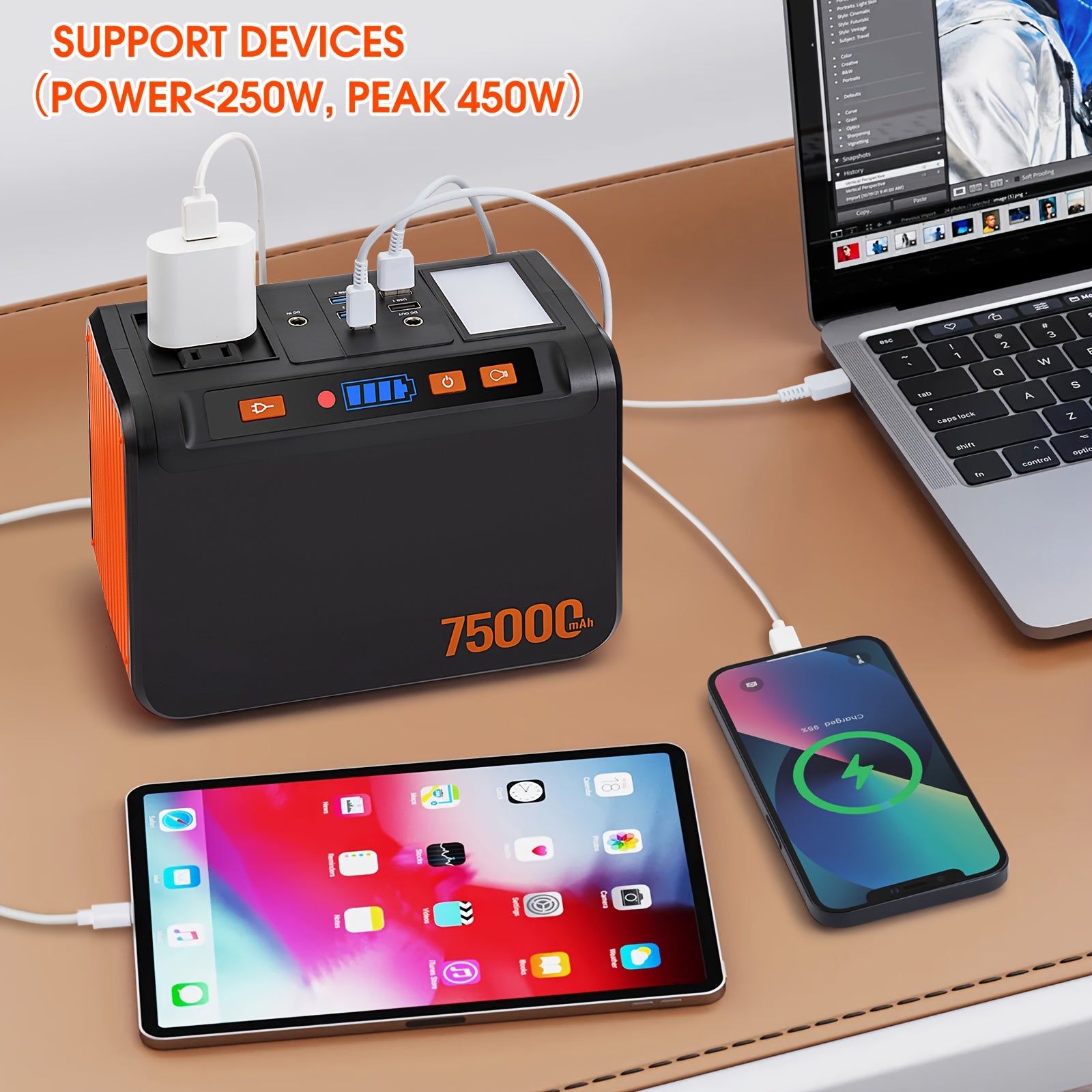 272/222/111/88Wh Large Capacity Portable Power Station with 40W Solar Panel Compatibility, 2x 110V AC Outlets, USB-C/DC Ports, Digital Display & LED Light - Heavy-Duty Battery Power Bank for Camping, Emergency Backup, RV, Outdoor Adventures -