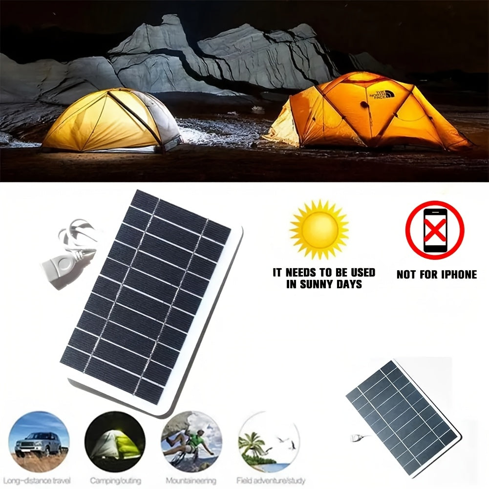 Solar Portable Charging Panel Outdoor Solar USB Charger Suitable for Outdoor Travel And Camping, Mobile Power, Mobile Phone Charging Bank, Flashlight, Fan