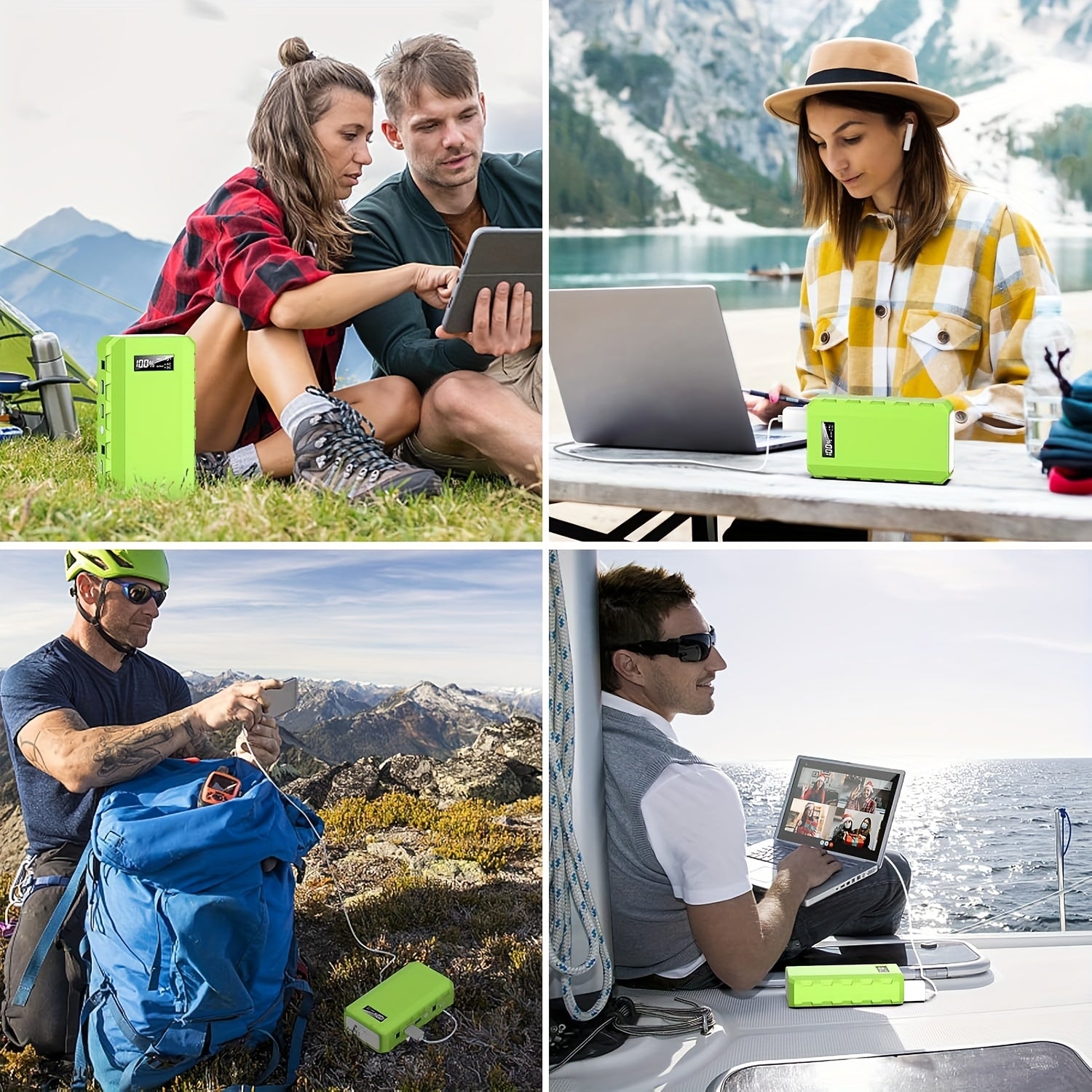 Portable 88.8Wh Solar Powered Power Station with 24000mAh Battery, LED Lights & AC Outlets - Durable ABS Compact Design for Outdoor Camping, Hiking, Road Trips, Cycling, Home Emergency, Hurricane Backup, Solar Phone Charger, Hiking Essentials, Vibrant