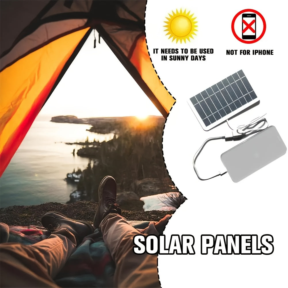 Solar Portable Charging Panel Outdoor Solar USB Charger Suitable for Outdoor Travel And Camping, Mobile Power, Mobile Phone Charging Bank, Flashlight, Fan