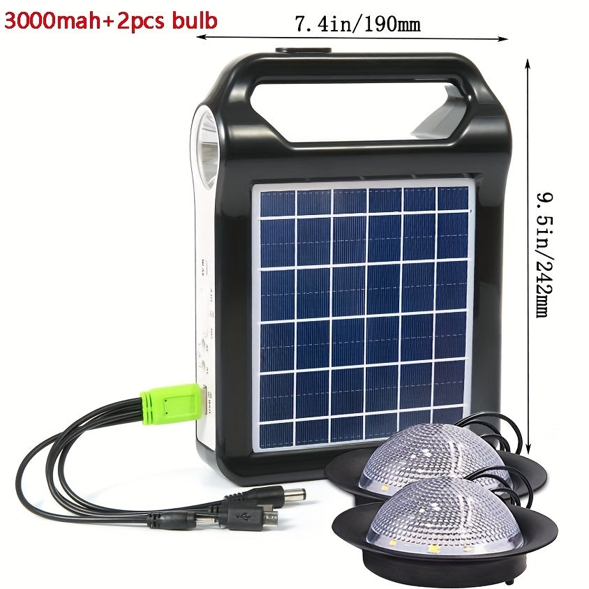 2pcs Portable 6V, Solar Panel Energy Storage And Power Generation System, USB Charger with LED Lighting, Home Solar System Kit for Fast Outdoor Lighting, Mobile Phone Charger