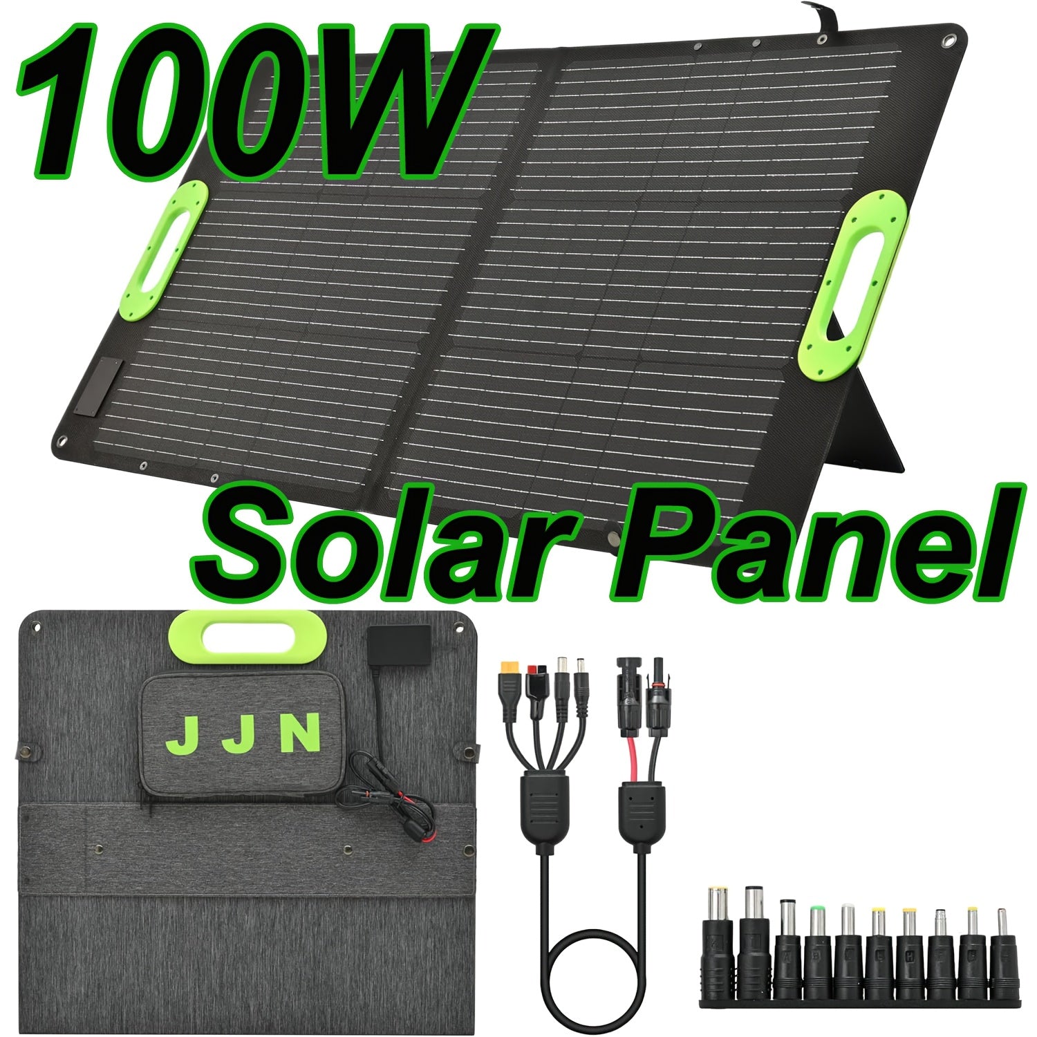 100W Portable Foldable Solar Panel with Fast Charging, High-Efficiency Monocrystalline Solar Cells, USB/DC/AC Outlets, Lightweight & Sturdy Frame for Camping, RV, Off-Grid Power, Outdoor Solar Generator System, Ideal for Hiking, Boondocking, and Emergency