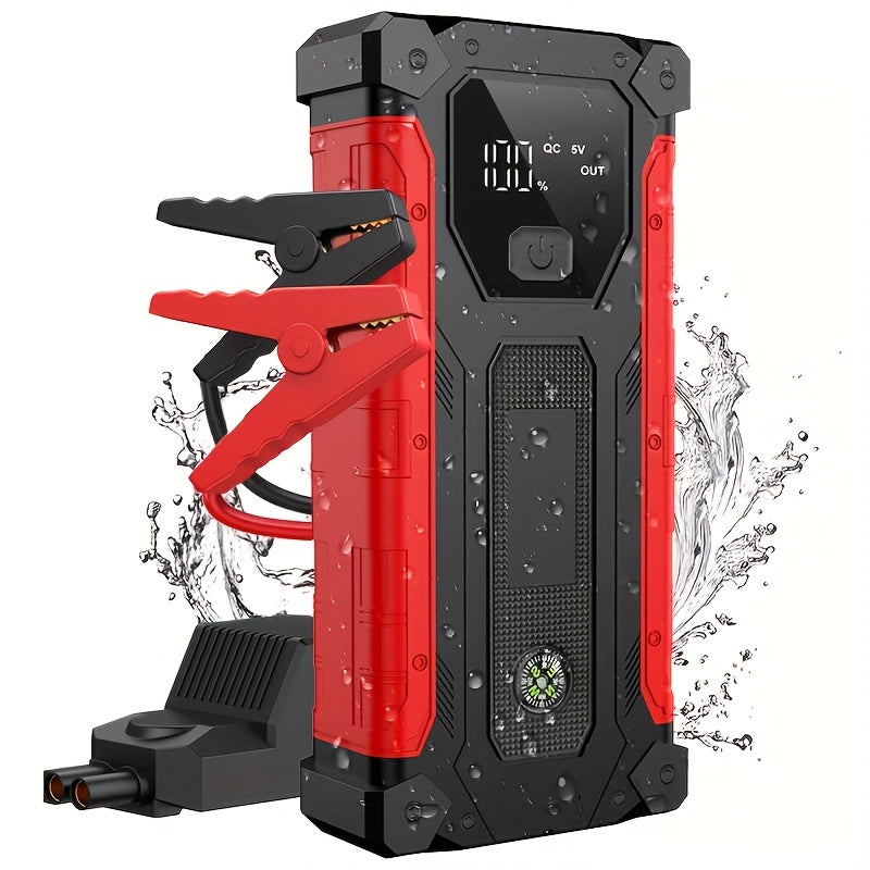 5000A Portable Wireless Car Jump Starter with Air Compressor - 20000mAh Lithium-Polymer Battery, Fast Charging USB-C Power Bank (12A Output), LED Flashlight, for 12V Cars, Trucks, SUVs, Motorcycles - Emergency Light & Inflator Pump in One - Compatible