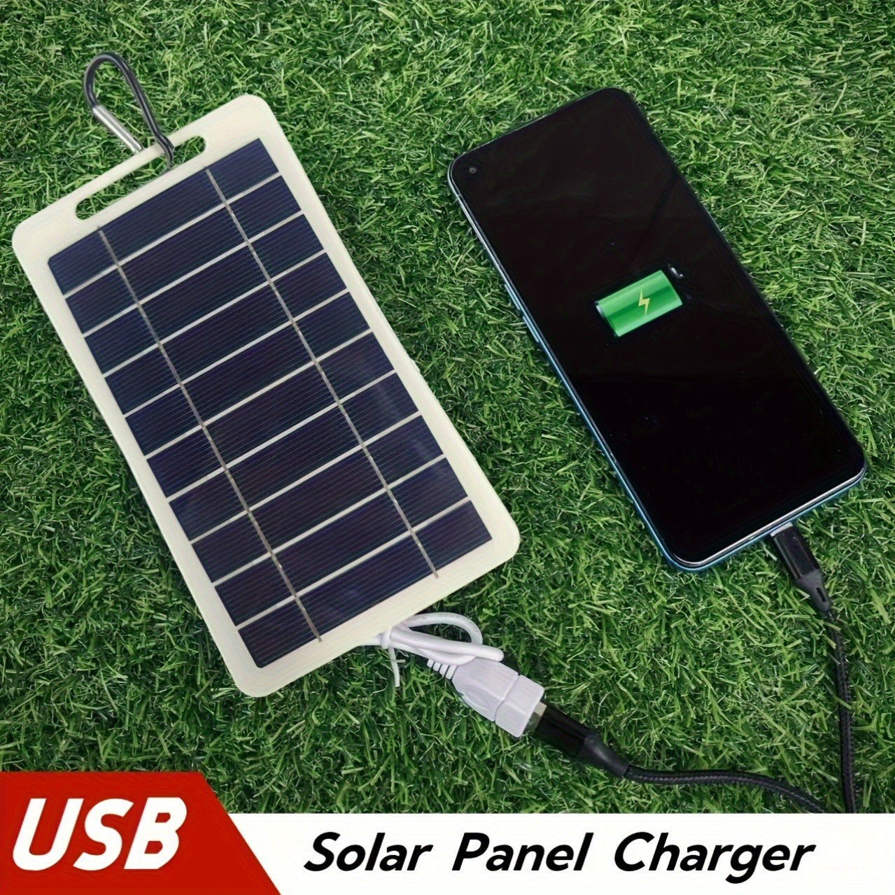 Portable Outdoor Solar USB Charger, Suitable for Travel And Camping, Equipped with Mobile Solar Panel, Can Charge Mobile Phones, Flashlights And Fans, Convenient for Pet Travel., Emergency Charging, Camping Gear, Lightweight Charger, Compact Design,