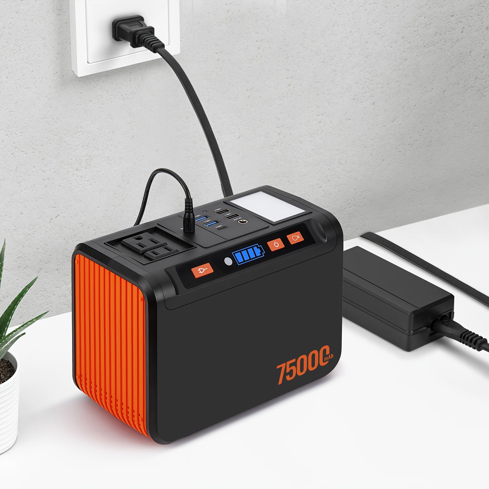 272/222/111/88Wh Large Capacity Portable Power Station with 40W Solar Panel Compatibility, 2x 110V AC Outlets, USB-C/DC Ports, Digital Display & LED Light - Heavy-Duty Battery Power Bank for Camping, Emergency Backup, RV, Outdoor Adventures -