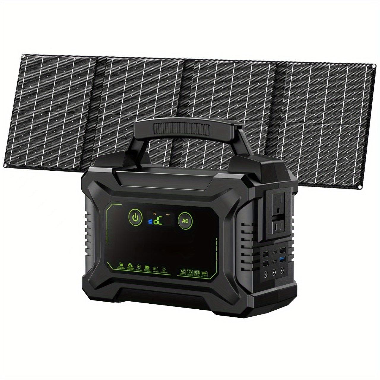 Portable Power Station 200W/300W Peak Camping Solar Generator 296/222//167/155Wh Power Bank with 30/40/60W Solar Panel with AC Outlet 110V with Multi-Output LED Flashlights for CPAP Home Camping Hurricane Emergency Christmas Gift
