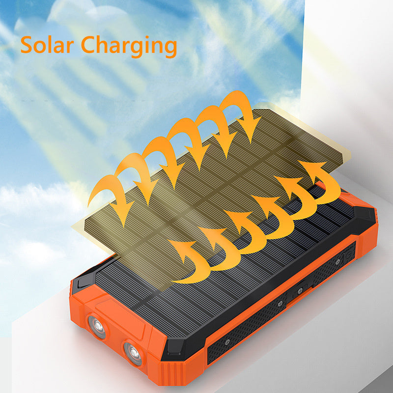 42800mAh Solar Mobile Power Bank Wireless Charger Built-in 4 Cables Six Outputs 15W Fast Charging Mobile Power Bank Suitable For All Mobile Devices Three Inputs With Dual Flashlights Solar Charger