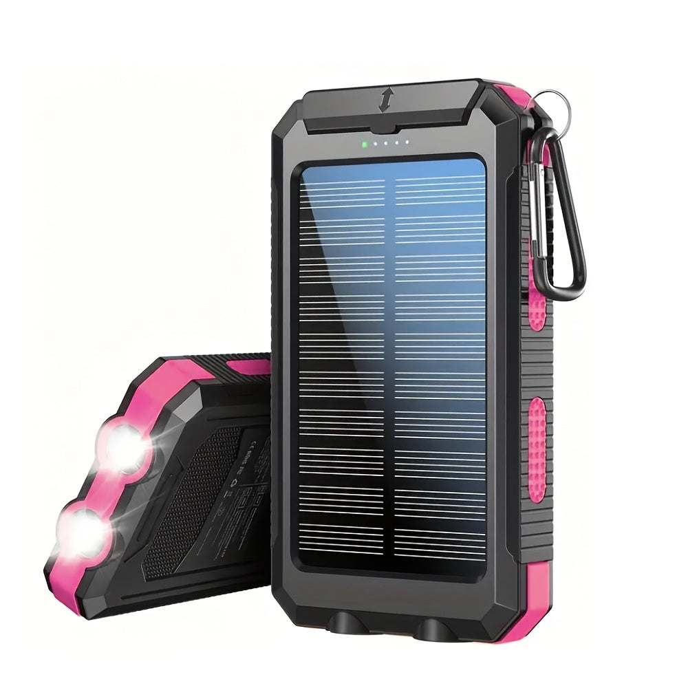 42800mAh Solar Mobile Power Bank Wireless Charger Built-in 4 Cables Six Outputs 15W Fast Charging Mobile Power Bank Suitable For All Mobile Devices Three Inputs With Dual Flashlights Solar Charger