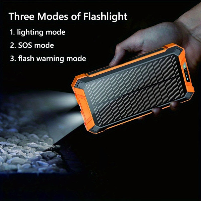 42800mAh Solar Mobile Power Bank Wireless Charger Built-in 4 Cables Six Outputs 15W Fast Charging Mobile Power Bank Suitable For All Mobile Devices Three Inputs With Dual Flashlights Solar Charger