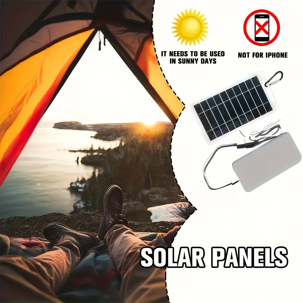 Portable Outdoor Solar USB Charger, Suitable for Travel And Camping, Equipped with Mobile Solar Panel, Can Charge Mobile Phones, Flashlights And Fans, Convenient for Pet Travel., Emergency Charging, Camping Gear, Lightweight Charger, Compact Design,