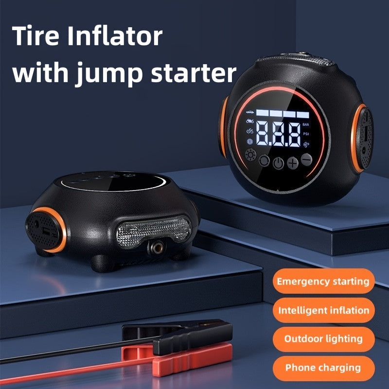 8000A Peak 1800mAh Portable Jump Starter with 11.89gal/min Air Compressor, 4000 Lumens LED Flashlight, Digital Display & USB Power Bank - Emergency Tire Inflator for Cars, Trucks, Outdoor Adventures, Portable Jump Starter And Air Compressor