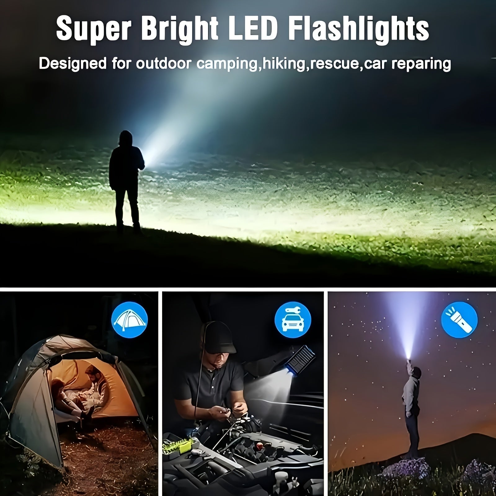 42800mAh Solar Mobile Power Bank Wireless Charger Built-in 4 Cables Six Outputs 15W Fast Charging Mobile Power Bank Suitable For All Mobile Devices Three Inputs With Dual Flashlights Solar Charger