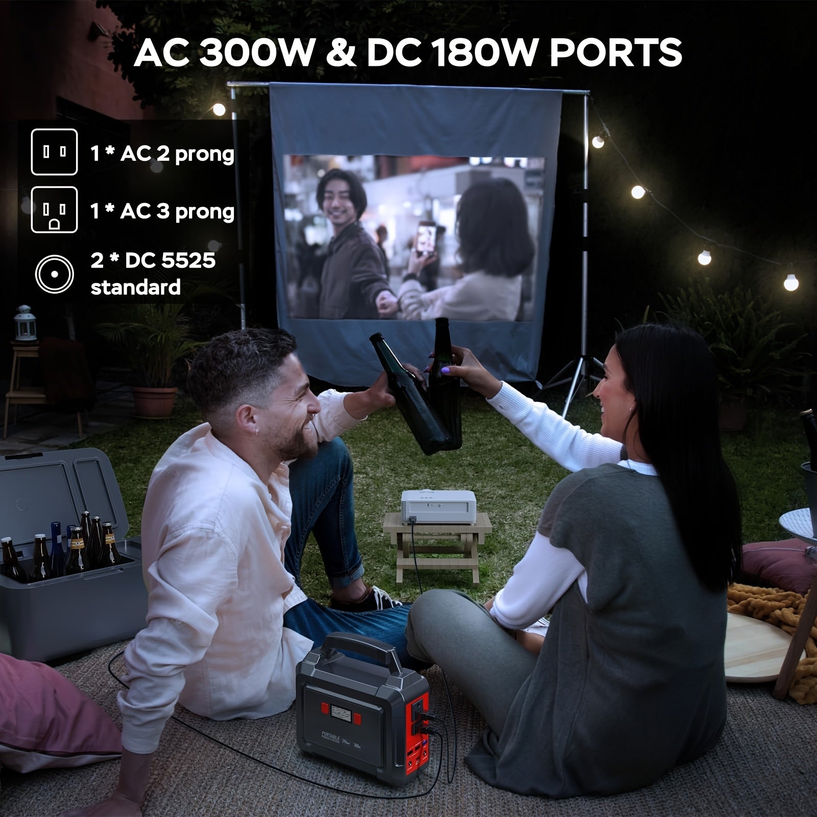 Portable Power Station 200W/300W Peak Camping Solar Generator 296/222//167/155Wh Power Bank with 30/40/60W Solar Panel with AC Outlet 110V with Multi-Output LED Flashlights for CPAP Home Camping Hurricane Emergency Christmas Gift