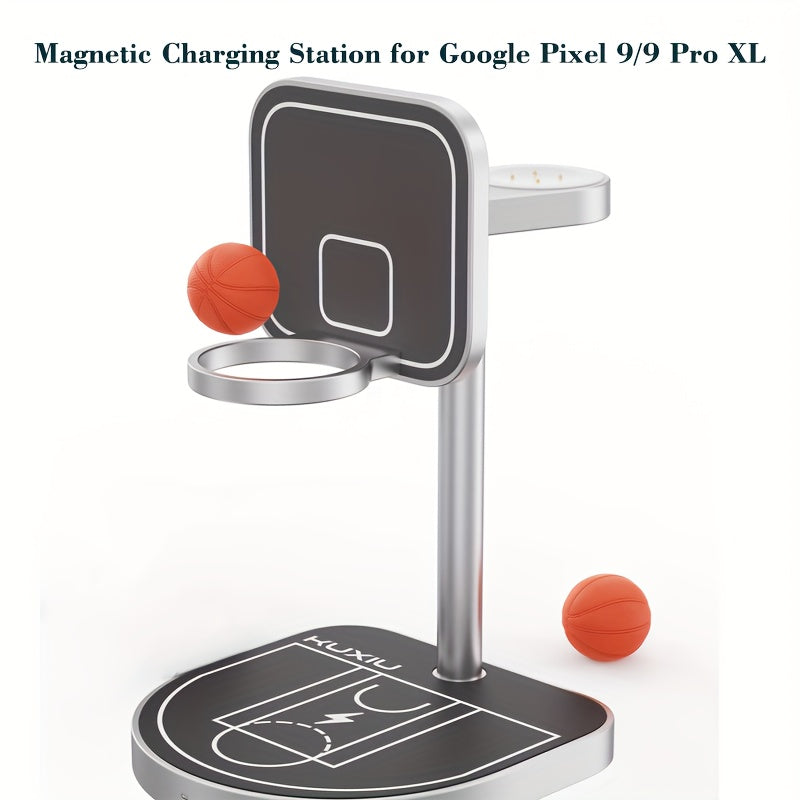 3-in-1 Magnetic Charging Station for Google Pixel 9/9 Pro XL, Pixel 8/8 Pro, Pixel Watch 2/3, Pixel Buds Pro/2, 3-Point Power Aluminum 15W Fast Wireless Charger Stand with 30W Adapter