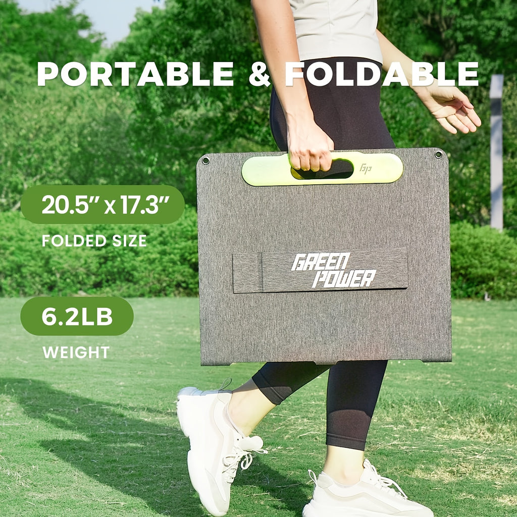 60W Portable Solar Panel with USB-C & USB-A Fast Charging, Foldable Solar Charger with Sturdy Stand - Lightweight & Compact for Camping, RV, Off-Grid Power, Compatible with Phones, Tablets, Laptops, Power Banks - Safe & Reliable Solar Power Supply, Solar