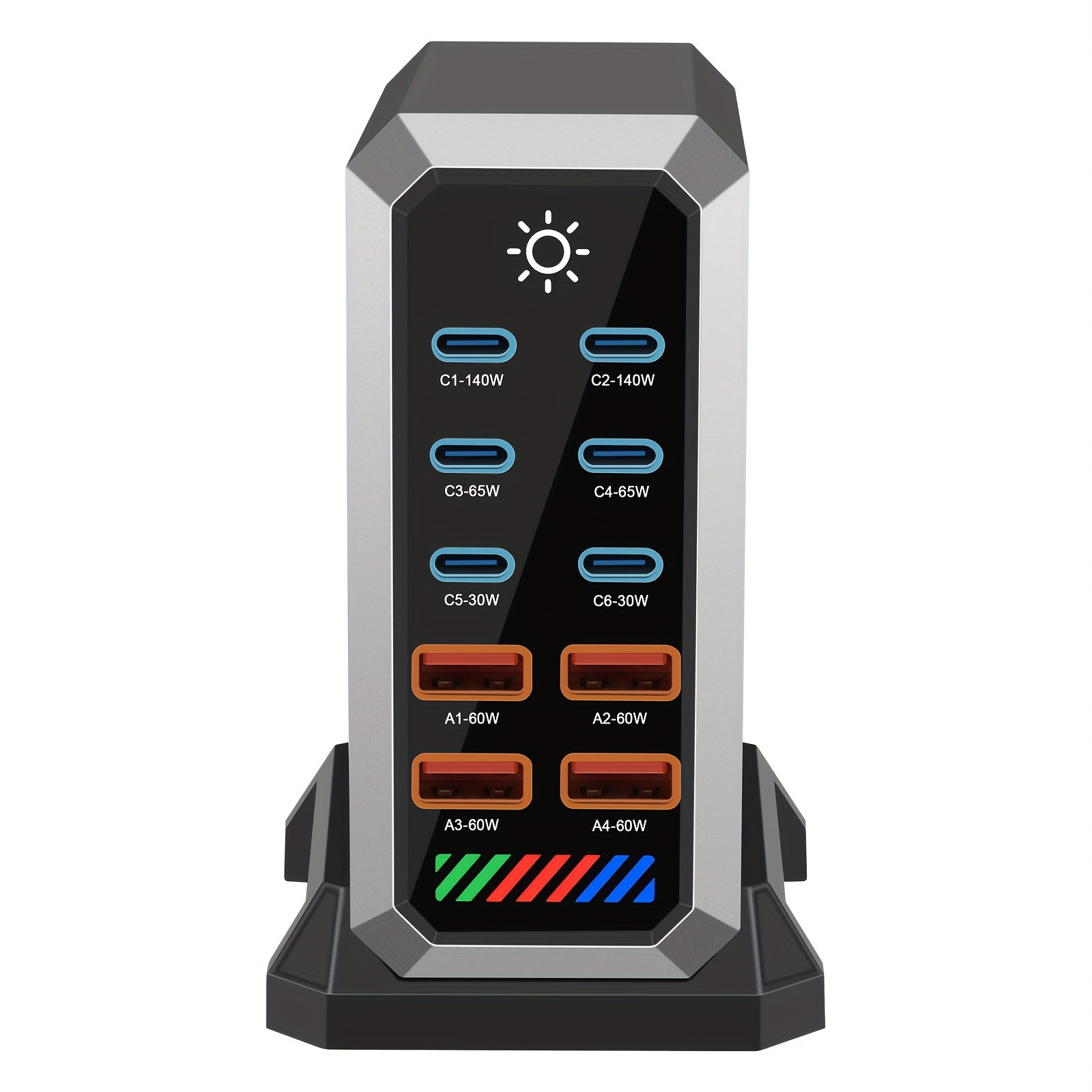 660W Fast USB C GaN III Pro Charger Block, 10 Port Charging Station, Dual 140W PD3.1 PPS Fast Charging Station, Suitable for Multi Device Laptop Wall Chargers, Suitable for MacBook/for iPhone 16/for iPad, Etc, Multidevice Charging, Home Office Charger,