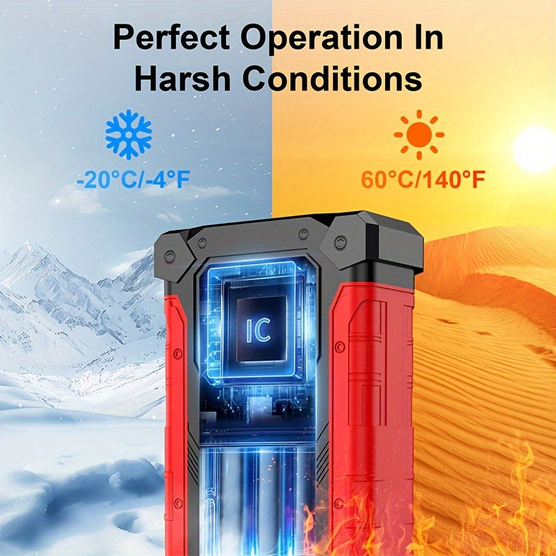 5000A Portable Wireless Car Jump Starter with Air Compressor - 20000mAh Lithium-Polymer Battery, Fast Charging USB-C Power Bank (12A Output), LED Flashlight, for 12V Cars, Trucks, SUVs, Motorcycles - Emergency Light & Inflator Pump in One - Compatible