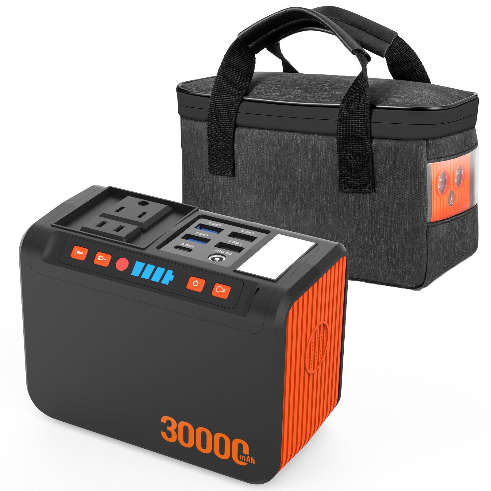 272/222/111/88Wh Large Capacity Portable Power Station with 40W Solar Panel Compatibility, 2x 110V AC Outlets, USB-C/DC Ports, Digital Display & LED Light - Heavy-Duty Battery Power Bank for Camping, Emergency Backup, RV, Outdoor Adventures -