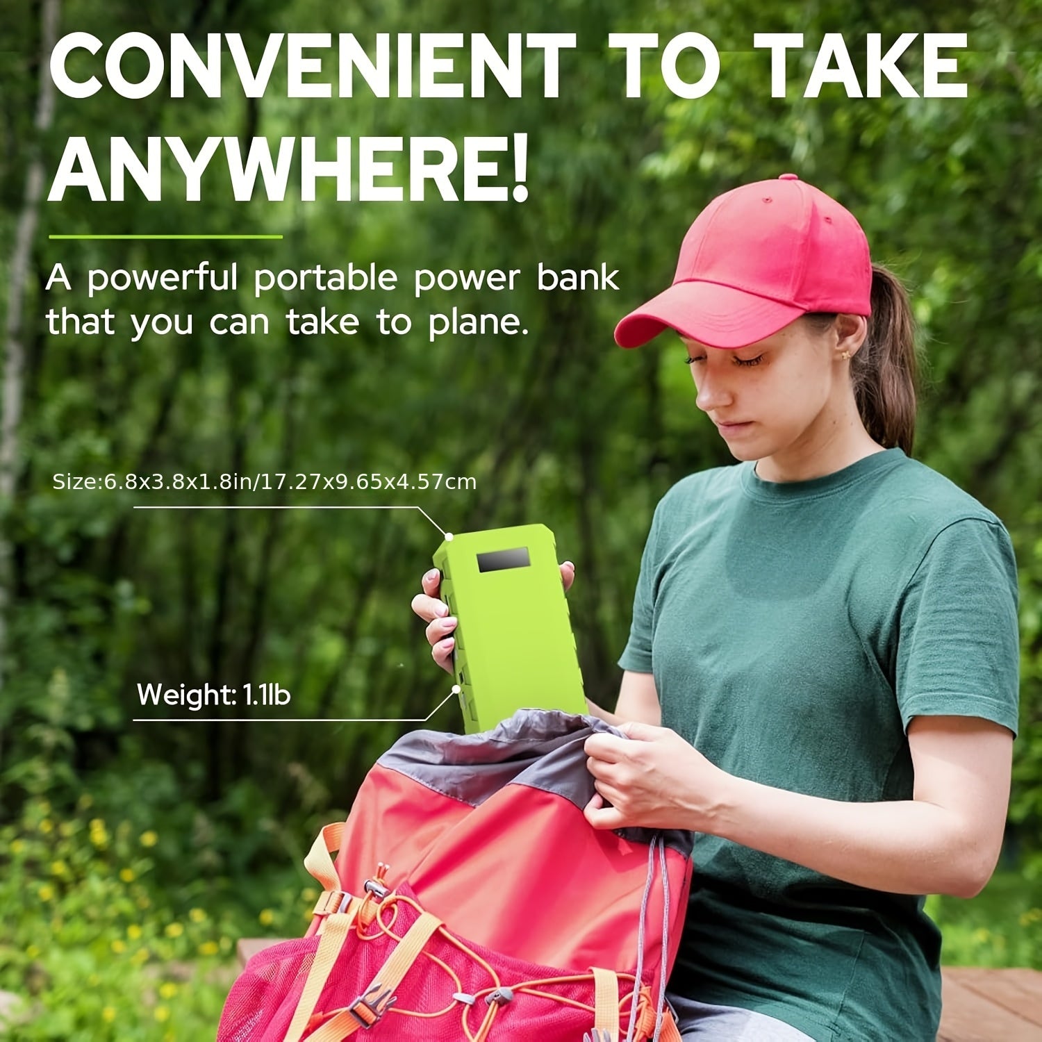 Portable 88.8Wh Solar Powered Power Station with 24000mAh Battery, LED Lights & AC Outlets - Durable ABS Compact Design for Outdoor Camping, Hiking, Road Trips, Cycling, Home Emergency, Hurricane Backup, Solar Phone Charger, Hiking Essentials, Vibrant