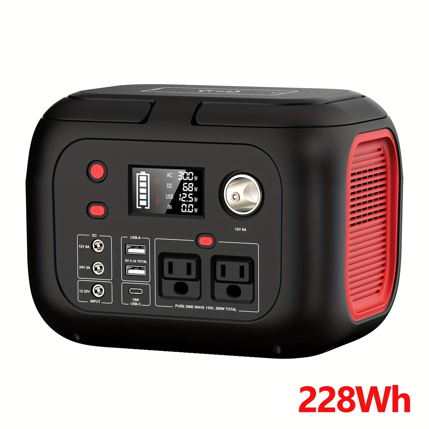 120W/300W Portable Power Station 97.68Wh/228Wh with AC Outlet, USB-A/USB-C, Dual Solar Panels (40W/60W), Compact Design Portable Power Generators for Outdoor Camping, RV, Home Use & Emergency Backup - Lithium Battery, Mute AC Outlet, High Quality Charger