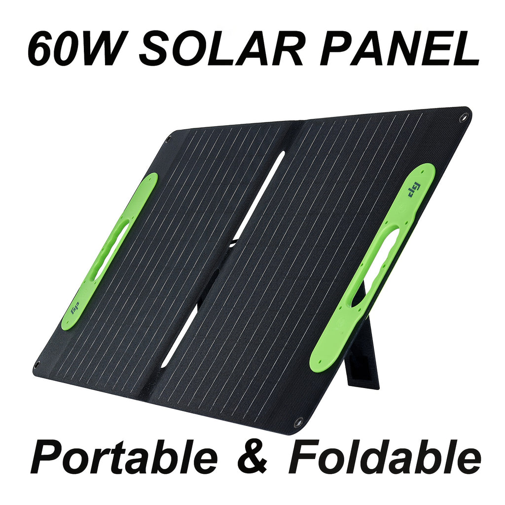 60W Portable Solar Panel with USB-C & USB-A Fast Charging, Foldable Solar Charger with Sturdy Stand - Lightweight & Compact for Camping, RV, Off-Grid Power, Compatible with Phones, Tablets, Laptops, Power Banks - Safe & Reliable Solar Power Supply, Solar