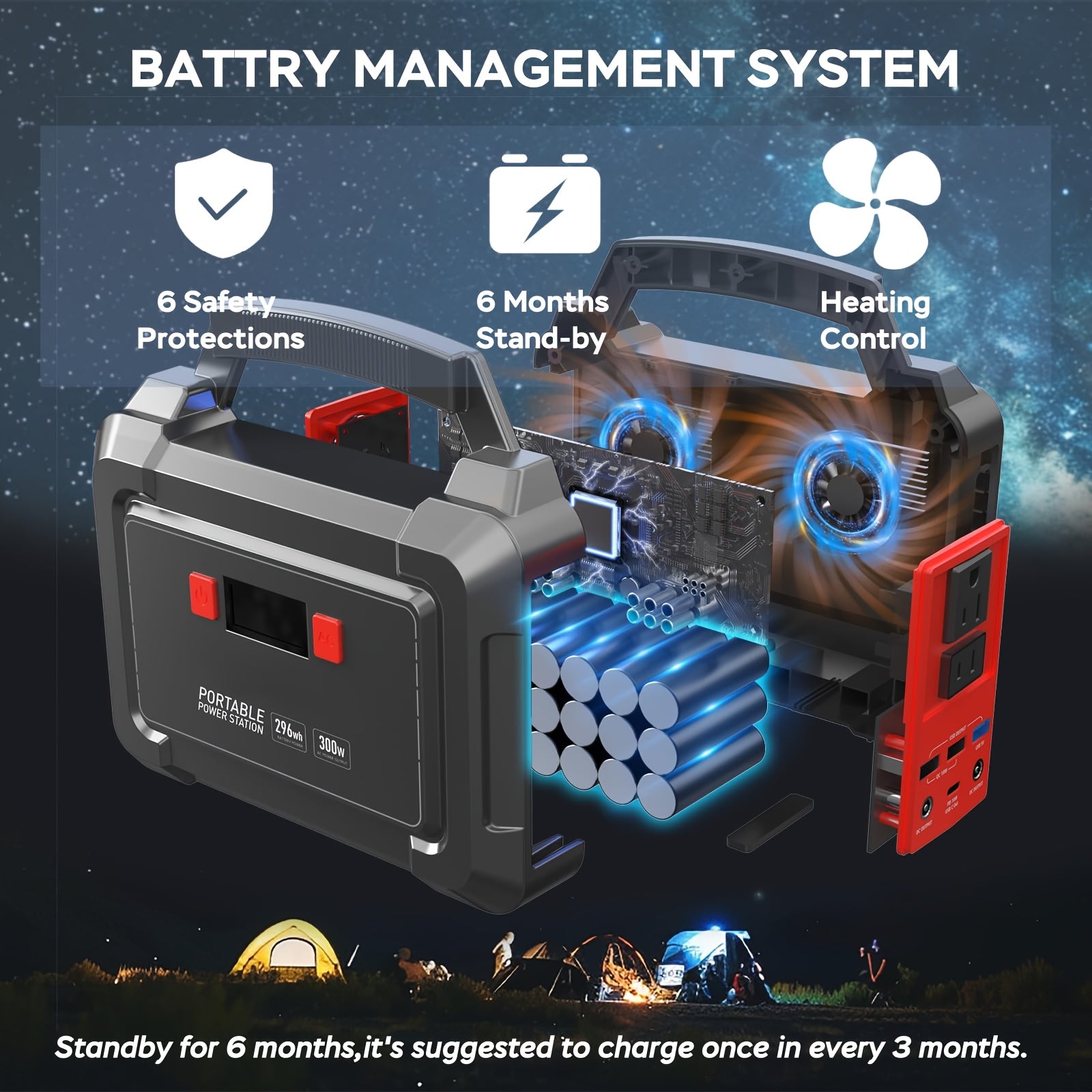 Portable Power Station 200W/300W Peak Camping Solar Generator 296/222//167/155Wh Power Bank with 30/40/60W Solar Panel with AC Outlet 110V with Multi-Output LED Flashlights for CPAP Home Camping Hurricane Emergency Christmas Gift