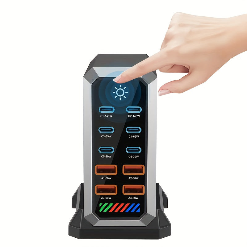 660W Fast USB C GaN III Pro Charger Block, 10 Port Charging Station, Dual 140W PD3.1 PPS Fast Charging Station, Suitable for Multi Device Laptop Wall Chargers, Suitable for MacBook/for iPhone 16/for iPad, Etc, Multidevice Charging, Home Office Charger,