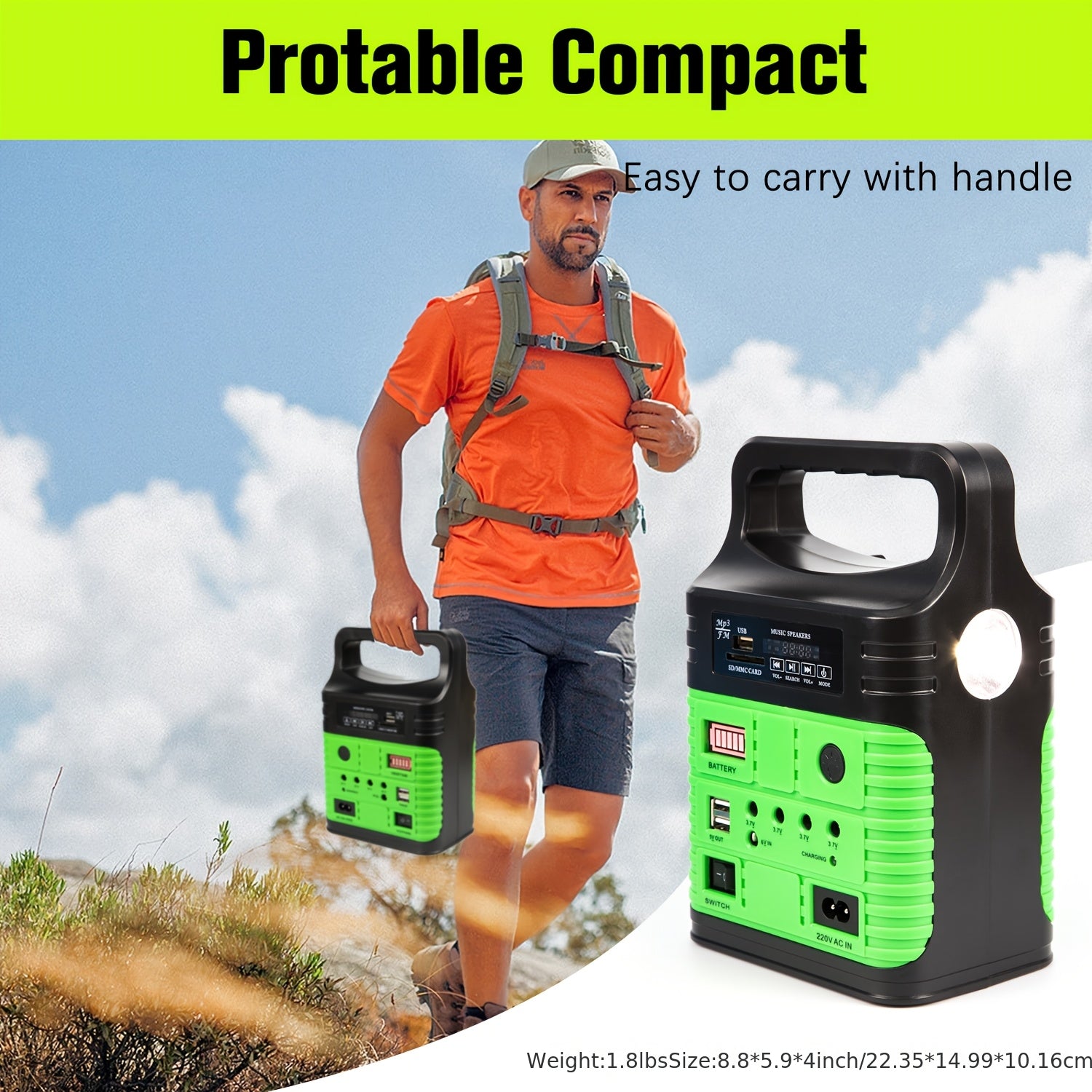 Portable Solar Generator Kit 10000mAh Lithium Battery + 10W Solar Panel | 3 LED Lights Included | USB 5V 2A + DC 3.7V Outputs Lighting & Charging| Emergency Backup, Camping, Outdoor