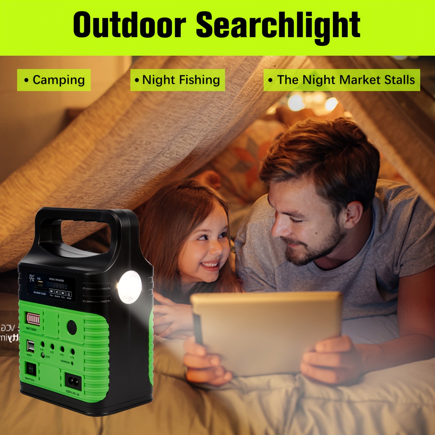 Portable Solar Generator Kit 10000mAh Lithium Battery + 10W Solar Panel | 3 LED Lights Included | USB 5V 2A + DC 3.7V Outputs Lighting & Charging| Emergency Backup, Camping, Outdoor