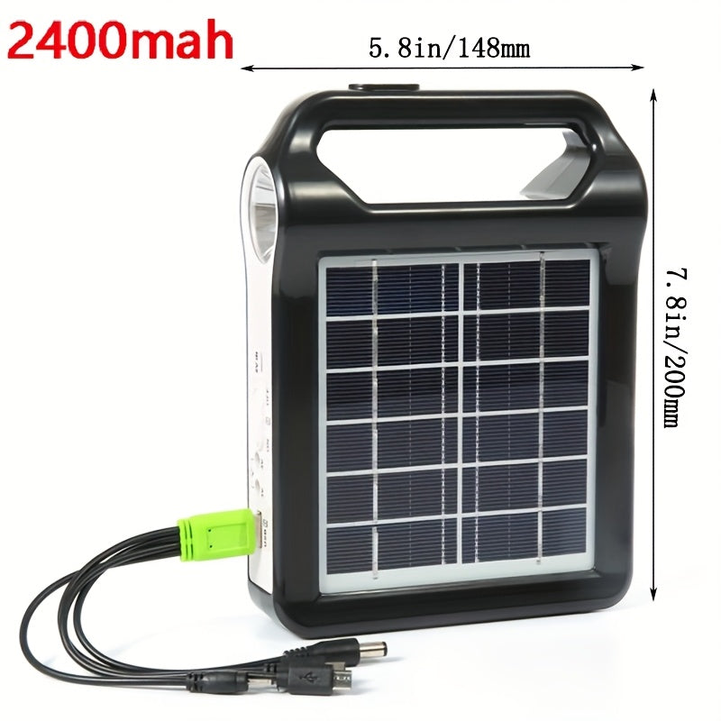 2pcs Portable 6V, Solar Panel Energy Storage And Power Generation System, USB Charger with LED Lighting, Home Solar System Kit for Fast Outdoor Lighting, Mobile Phone Charger