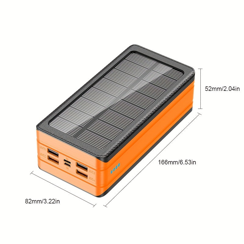 80000mAh Large Capacity, Solar Charger Power Bank, 30W Fast Charging Mobile Power, 5 Outputs And 2 Inputs, LED Flashlight SOS/Flashlight/Warning Lights, Portable Charger, Suitable for Outdoor Camping And Wilderness Survival Gear