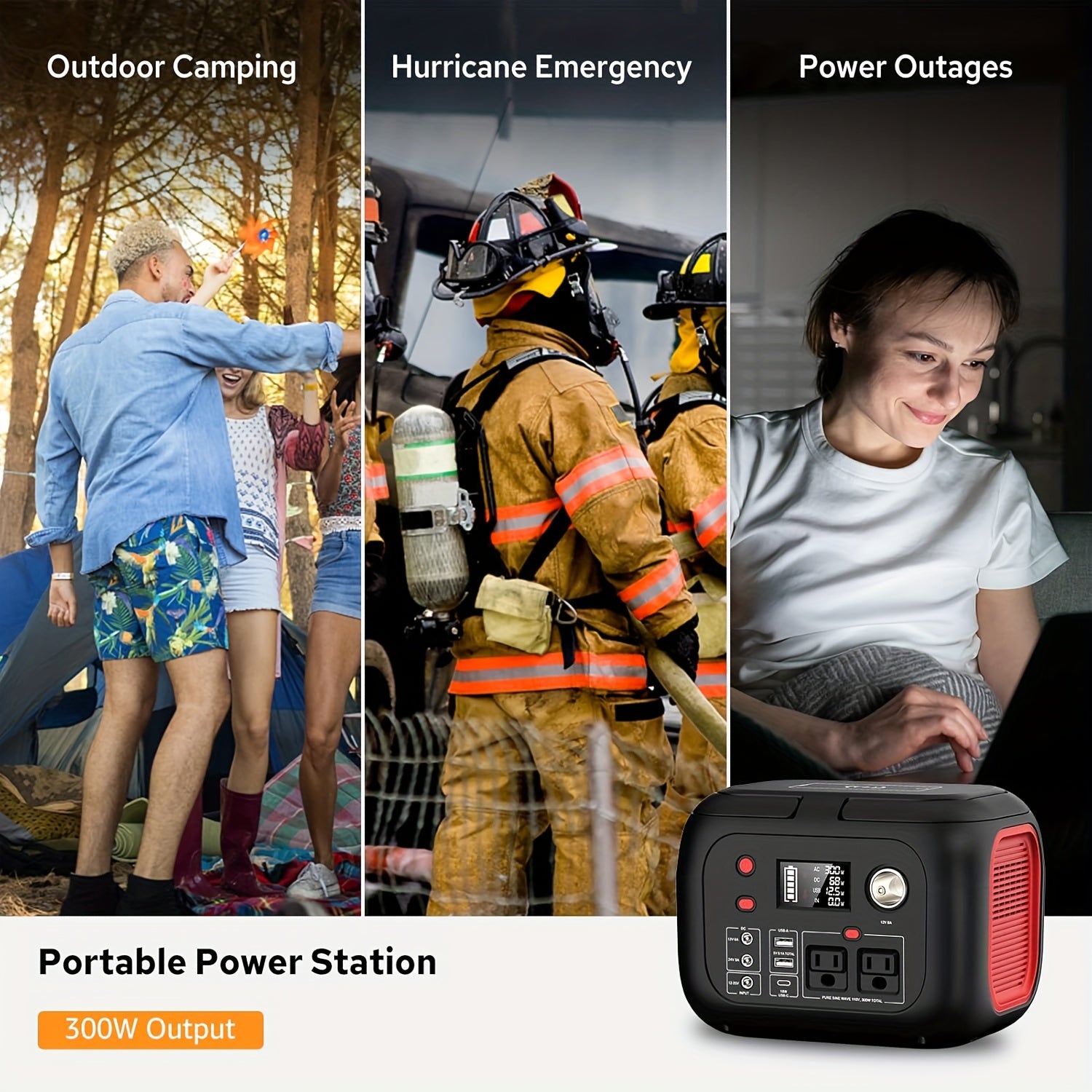 120W/300W Portable Power Station 97.68Wh/228Wh with AC Outlet, USB-A/USB-C, Dual Solar Panels (40W/60W), Compact Design Portable Power Generators for Outdoor Camping, RV, Home Use & Emergency Backup - Lithium Battery, Mute AC Outlet, High Quality Charger