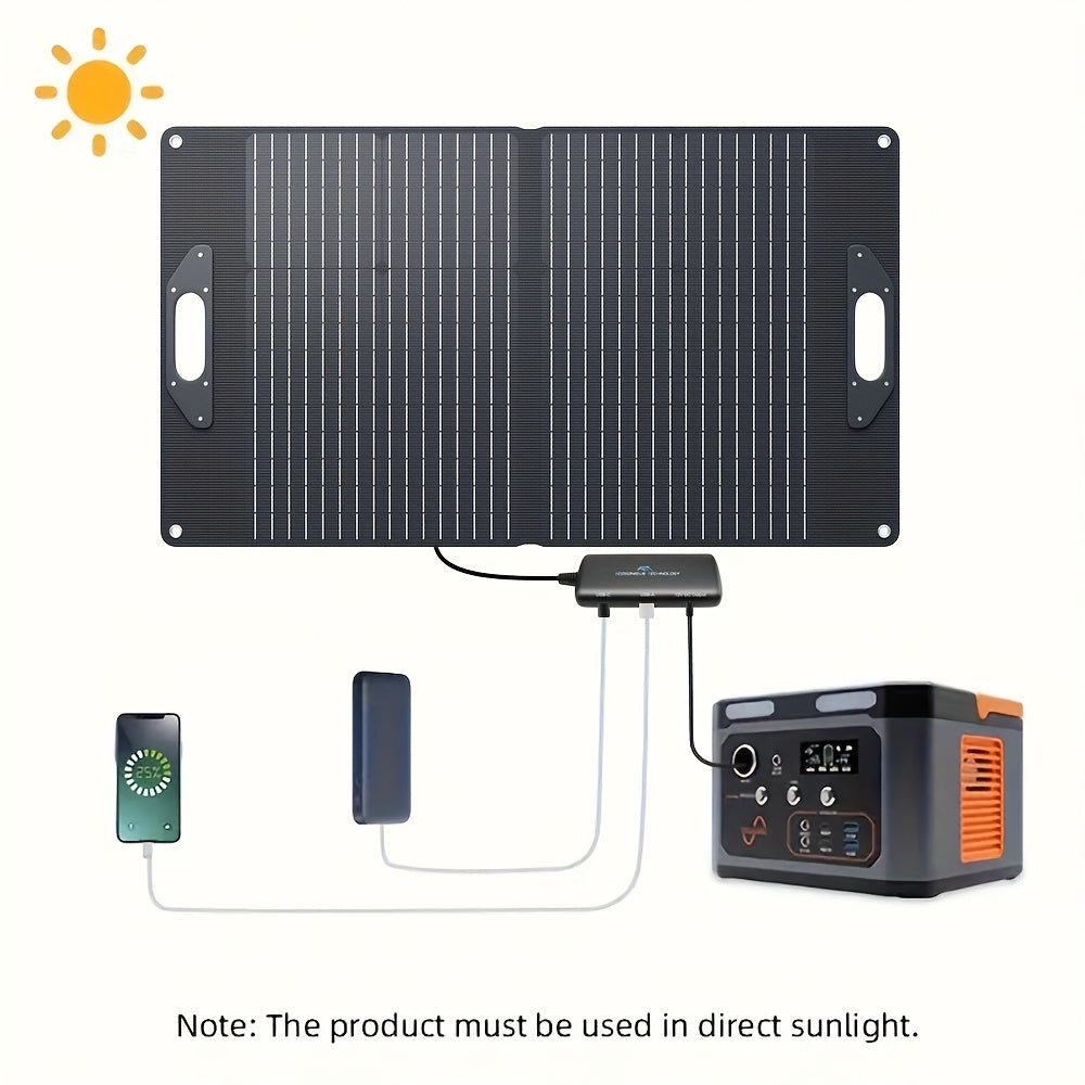 Ecosonique 60W Portable Solar Charger - Foldable Dual USB Fast Charging Panel with 5V/3A, 9V/2A, 12V/2A Outputs for Phones, Tablets & Outdoor Use, Solar Phone Charger, Device Charging Solution, Robust Construction