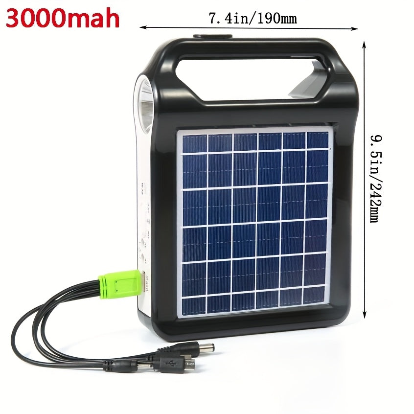 2pcs Portable 6V, Solar Panel Energy Storage And Power Generation System, USB Charger with LED Lighting, Home Solar System Kit for Fast Outdoor Lighting, Mobile Phone Charger